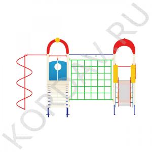 Две башни с горкой, спиралью и лазилкой объединённые рукоходом ПДИ 2.14 (1)